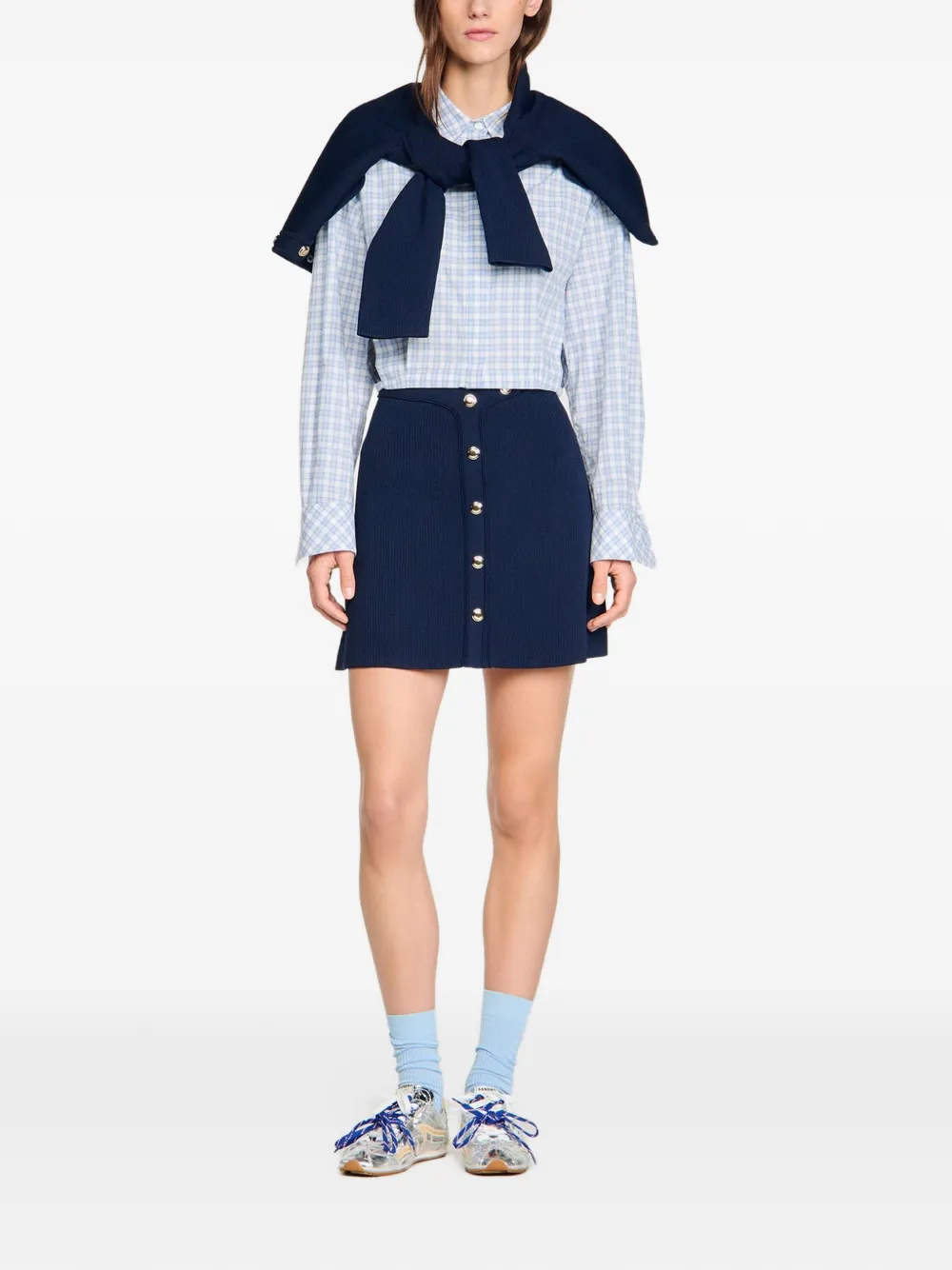 SANDRO Mini-rok met drukknoopsluiting Blauw