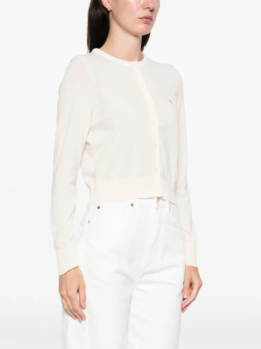  Sandro Padded-round-neck Cardigan - Neutrals 