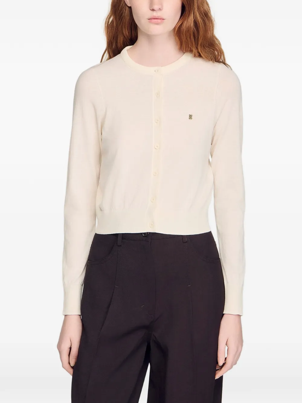 SANDRO Gewatteerd vest met ronde hals Beige