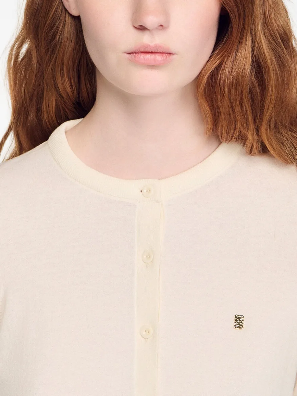 SANDRO Gewatteerd vest met ronde hals Beige