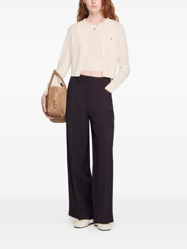 美品　SANDRO アイボリー ショートカーディガン SANDRO パデッドネック カーディガン | ニュートラル | FARFETCH JP