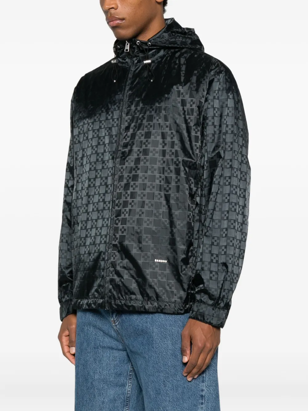  Sandro Square-pattern Jacket - Black 