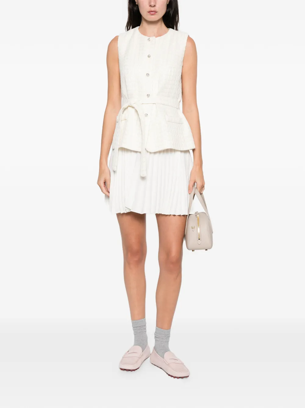 SANDRO Jurk met pailletten - Beige