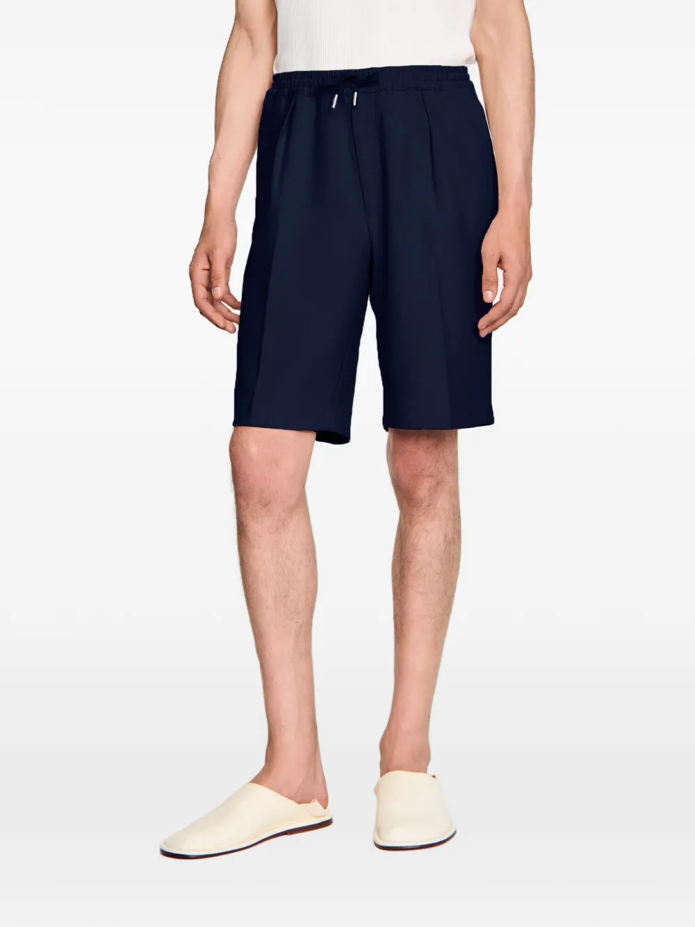 SANDRO Geplooide bermuda shorts met trekkoord Blauw