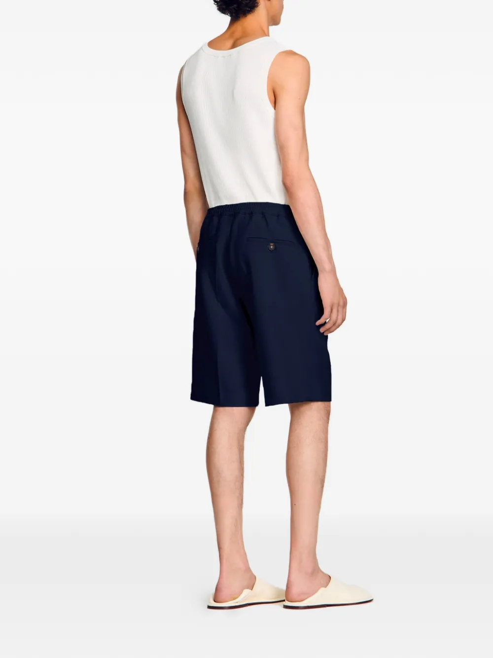 SANDRO Geplooide bermuda shorts met trekkoord Blauw