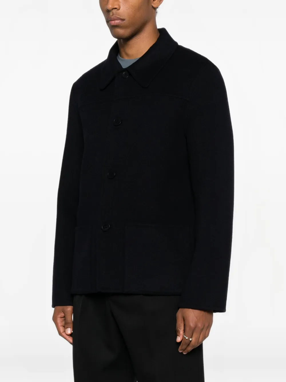  Sandro Buttoned Patch-pocket Jacket - Blue 