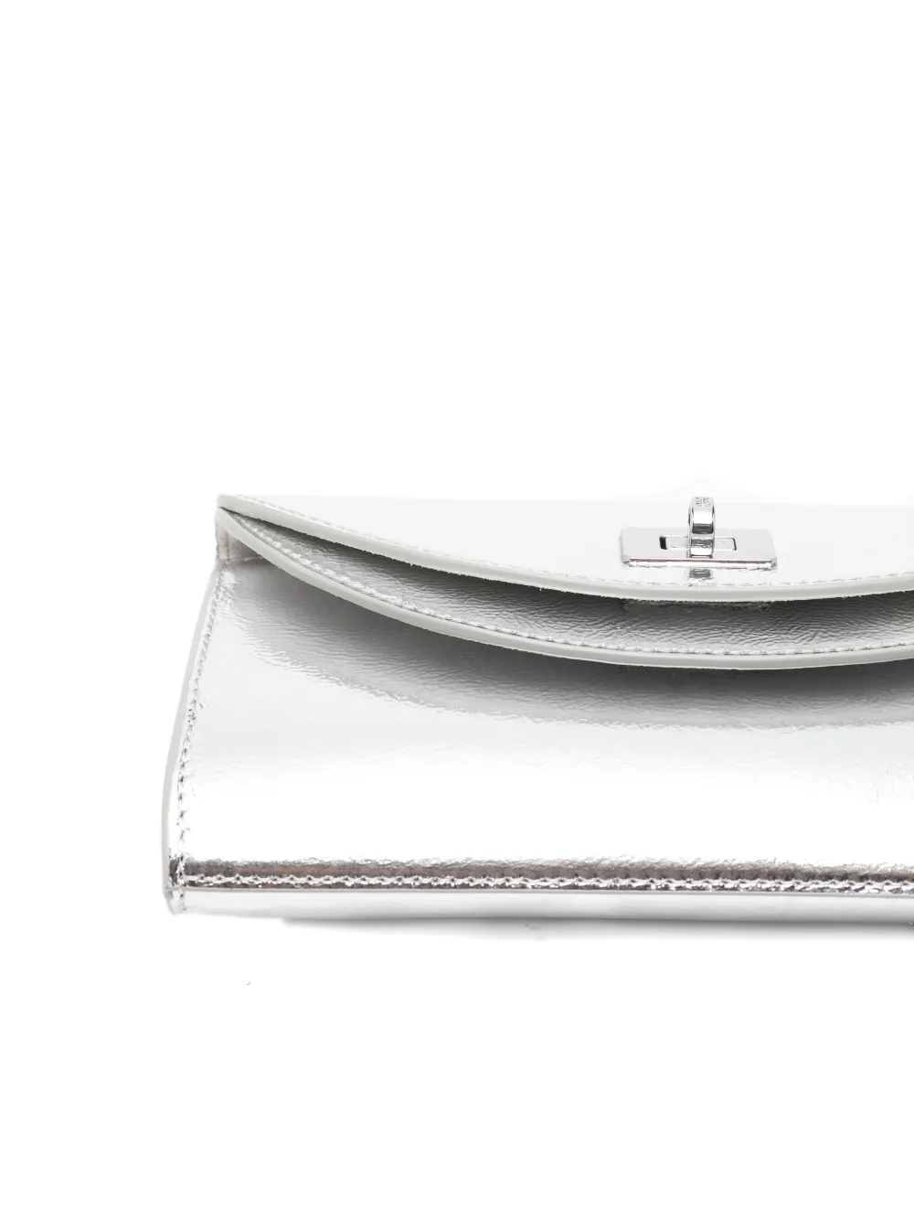 SANDRO Mambo leren clutch met metallic-effect Zilver