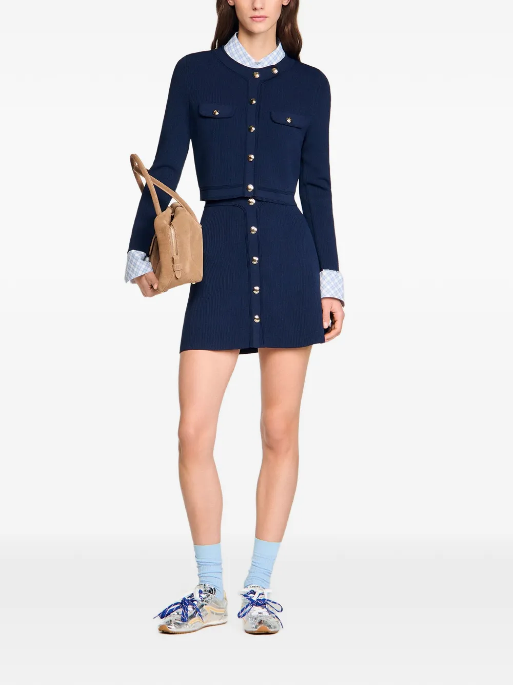  Sandro Cárdigan Con Bolsillo En El Frente - Azul 
