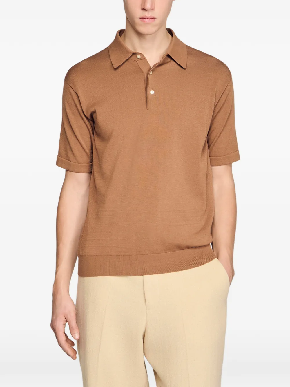 SANDRO Poloshirt met korte mouwen Bruin