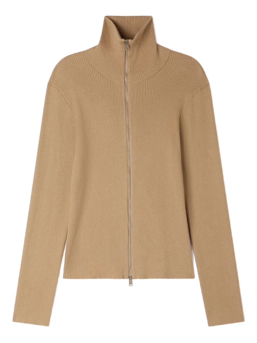 SANDRO ribbed zip cardigan - Neutrals