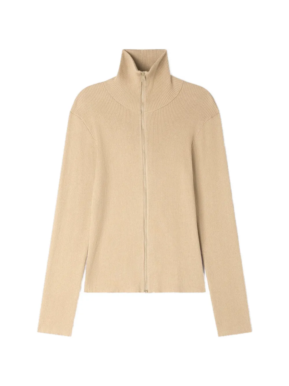 SANDRO ribbed zip cardigan - Neutrals