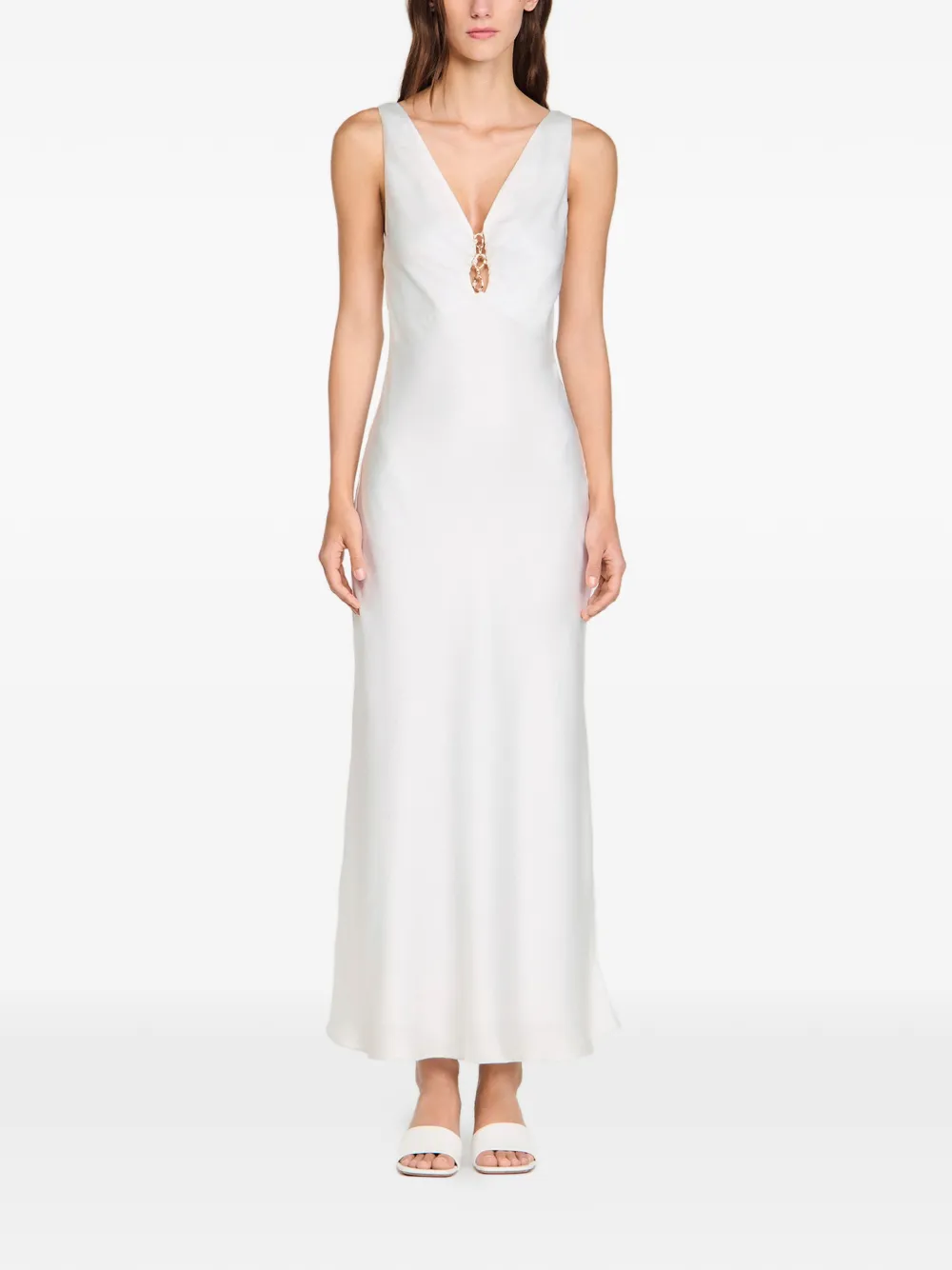  Sandro Satin Effect Dress - White 