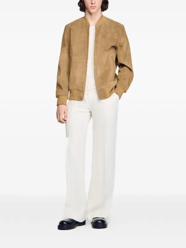 SANDRO ジップアップ レザージャケット | ブラウン | FARFETCH JP