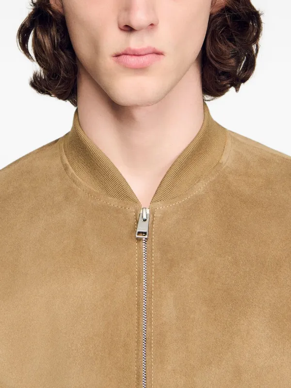SANDRO zip-up Split Suede Jacket | Brown | FARFETCH ZA