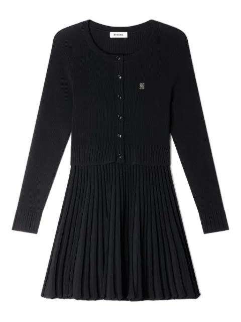 SANDRO pleated knitted mini dress