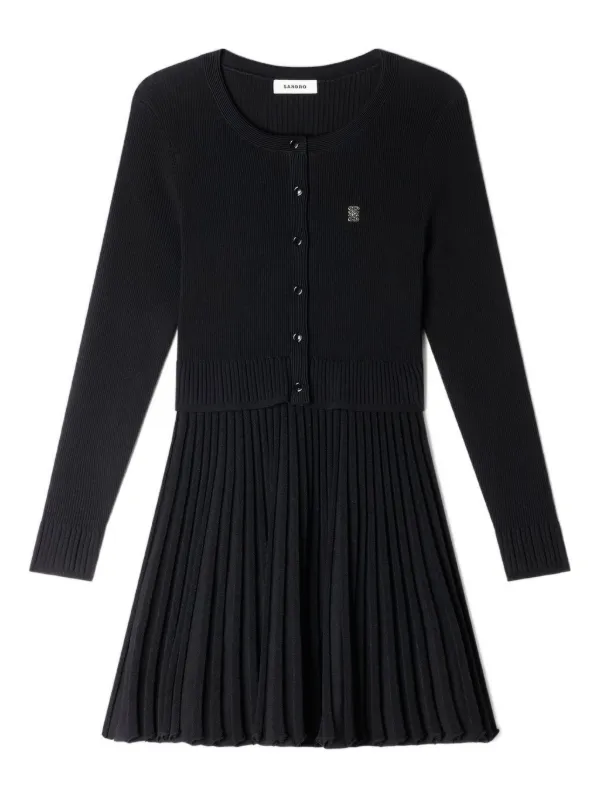 sandro knit black dress Knit maxi dress with ruffle in Black for Women