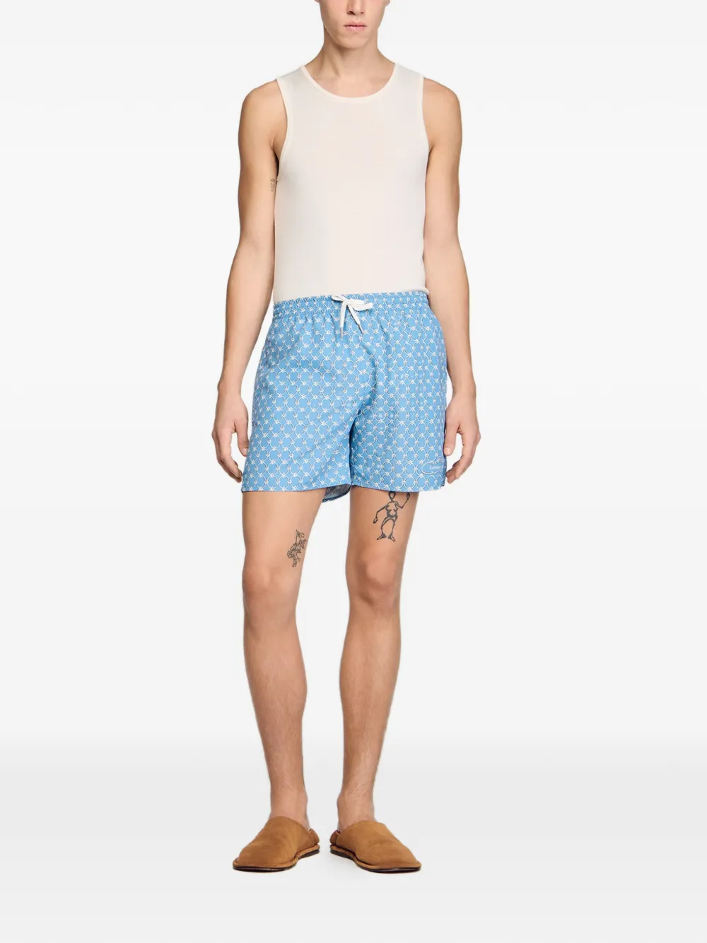 SANDRO Zwembroek met geometrische print Blauw