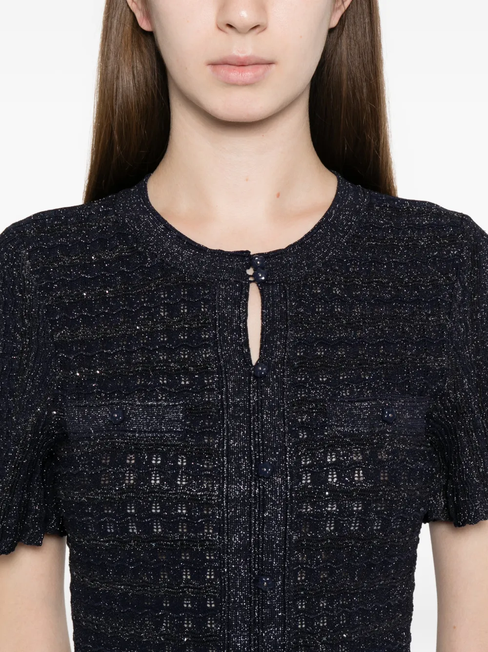 SANDRO Verfraaide gebreide maxi-jurk Blauw