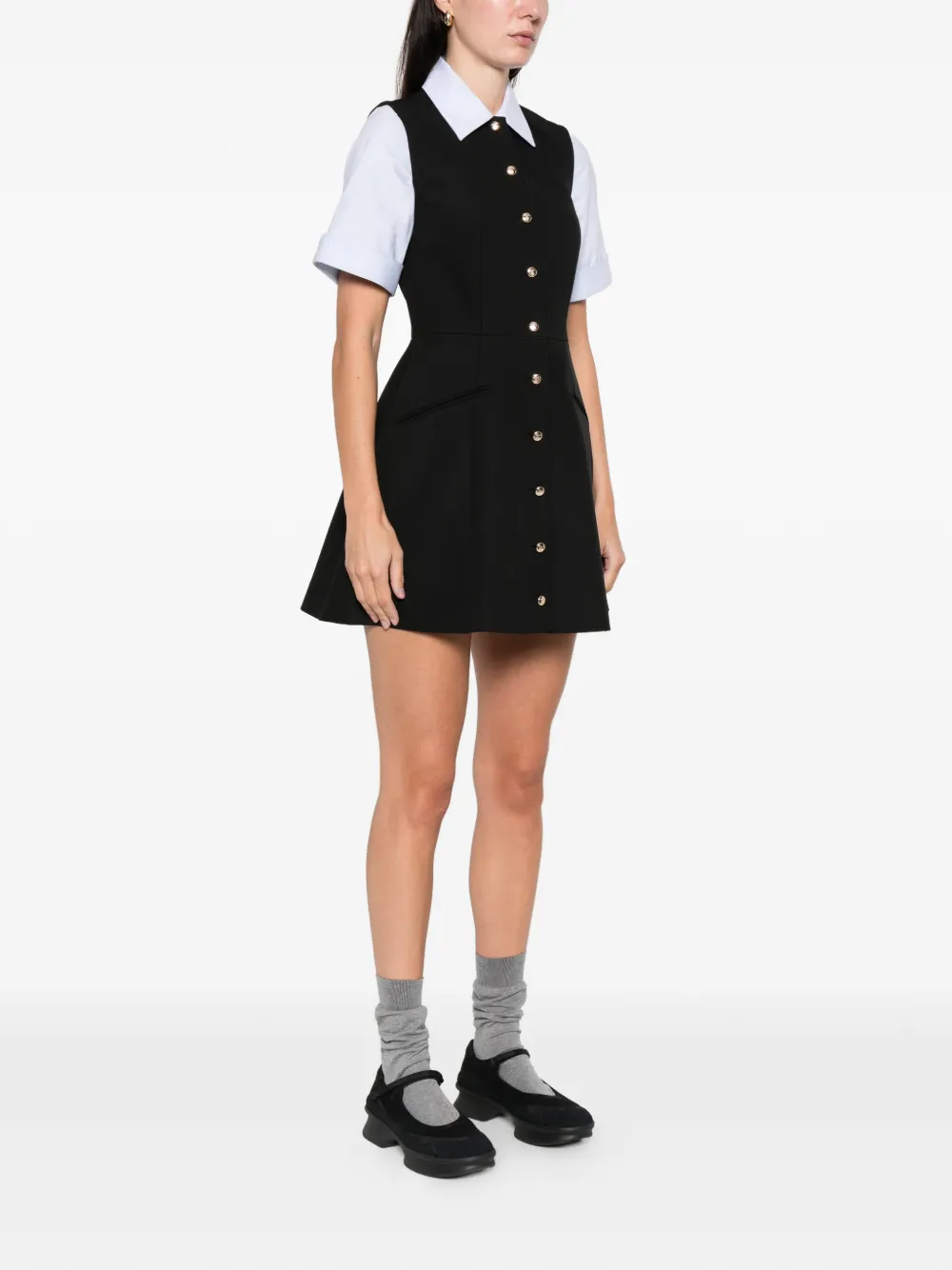  Sandro Button Short Day Dress - Black 