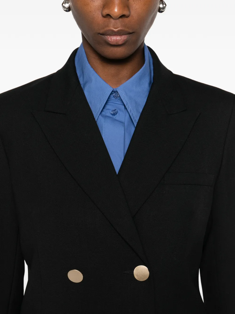SANDRO Wollen blazer met dubbele rij knopen Zwart