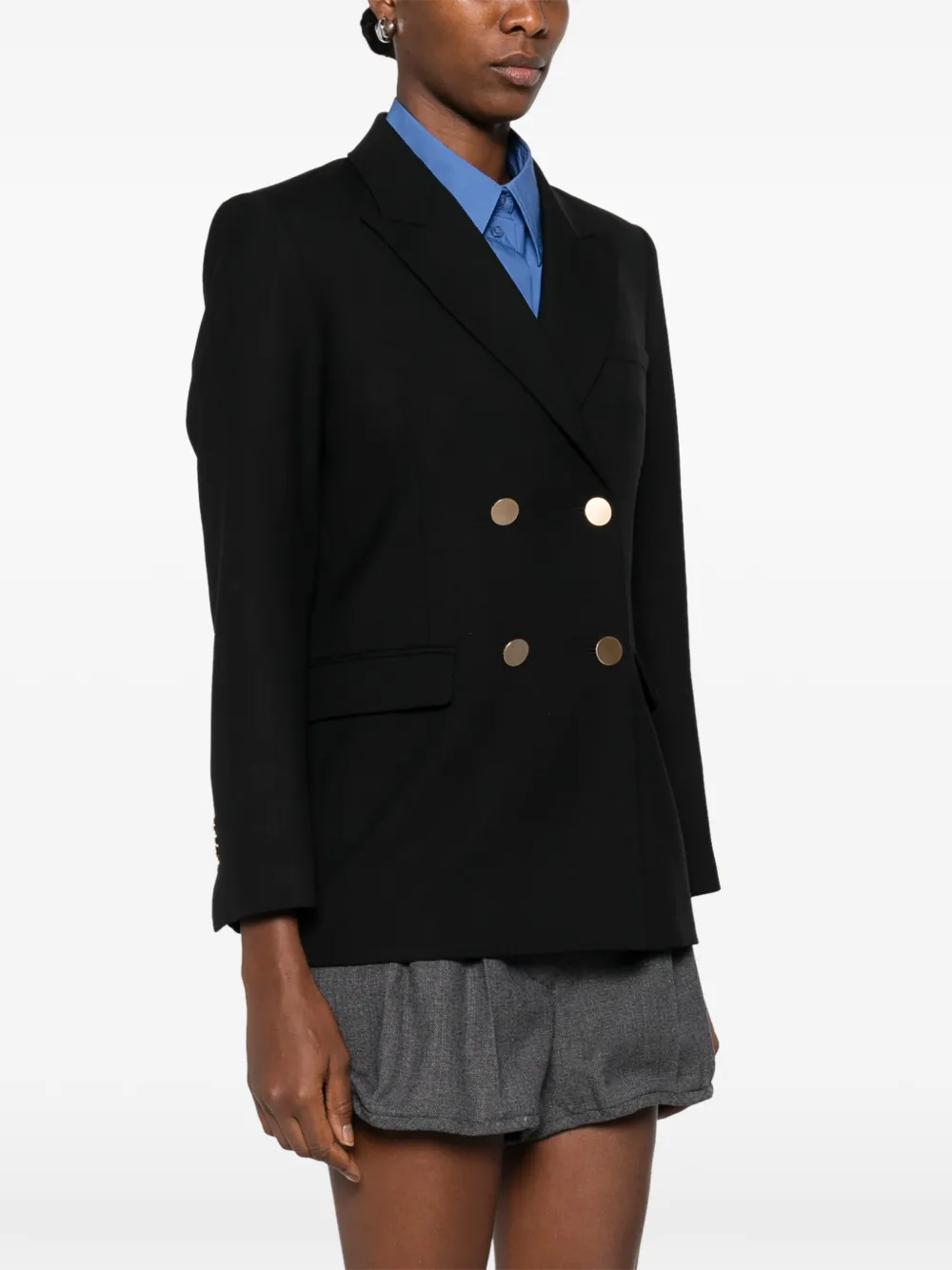  Sandro Double-breasted Virgin Wool Blazer - Black 