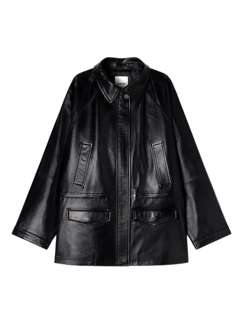 SANDRO shirt collar leather jacket
