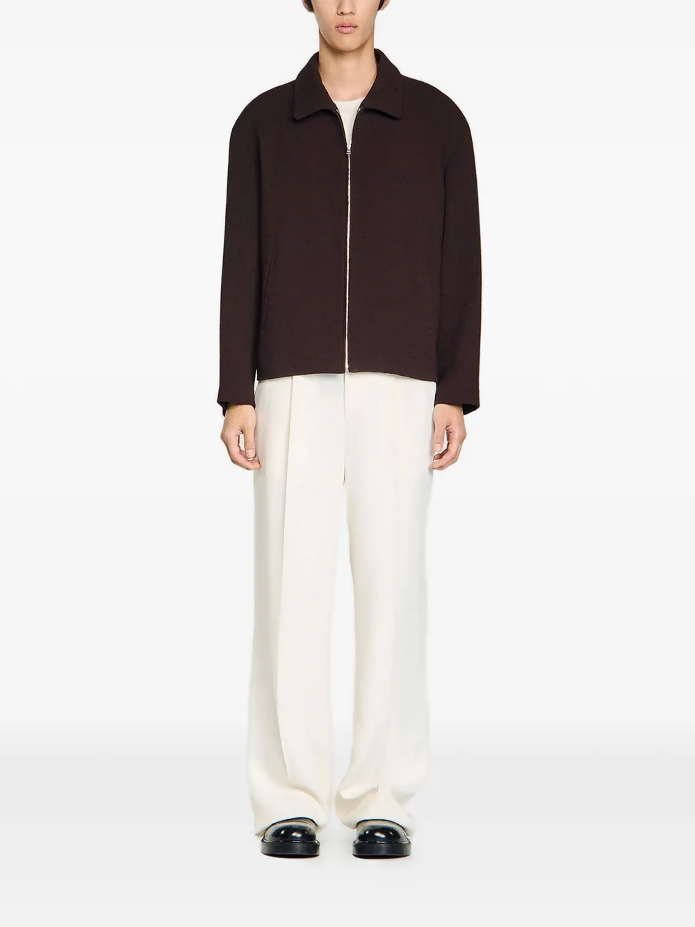 SANDRO ジップアップ ジャケット | ブラウン | FARFETCH JP