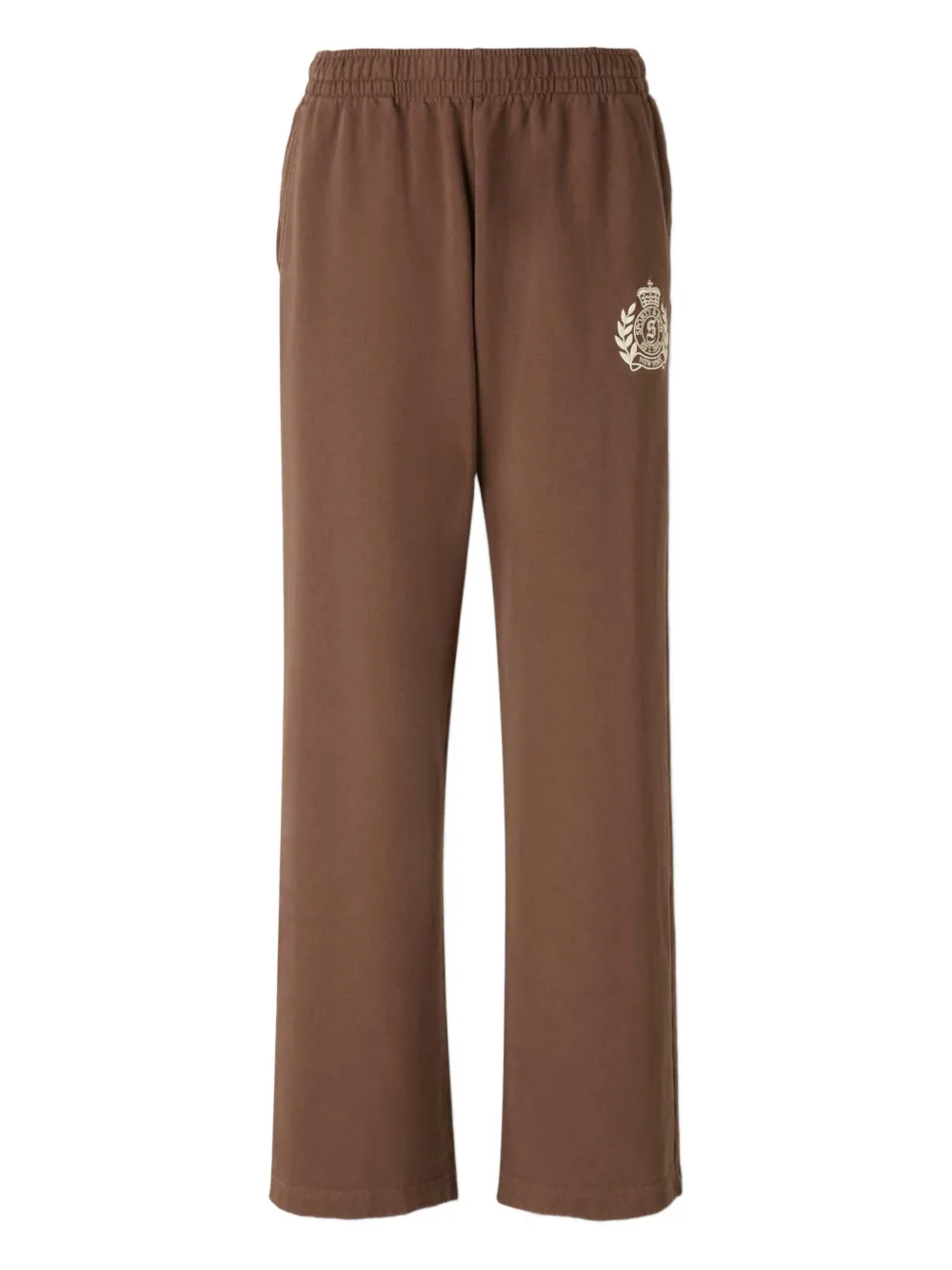 Sporty And Rich Bristol Crest Elasticated-waist Track Pants In Brown