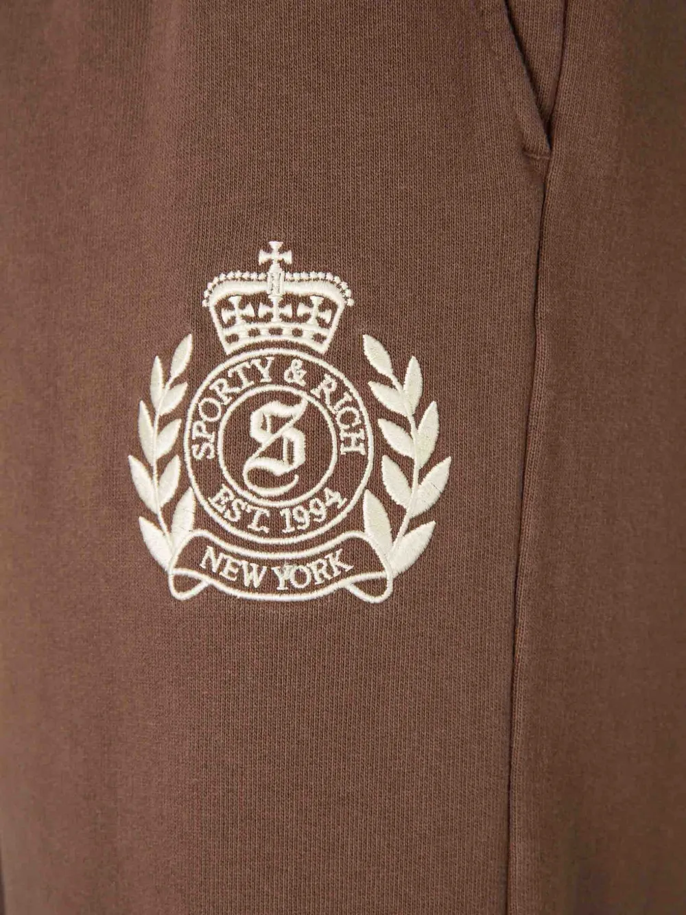 Sporty And Rich Bristol Crest Elasticated-waist Track Pants In Brown