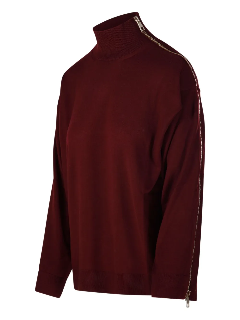  Nude Side Zip Turtleneck Sweater - Red 