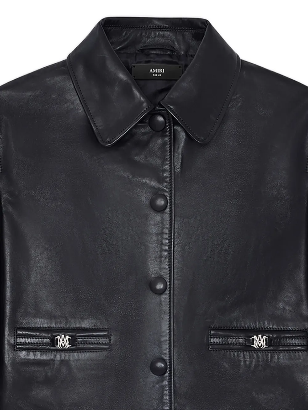 Amiri Buttoned Leather Jacket - Black 