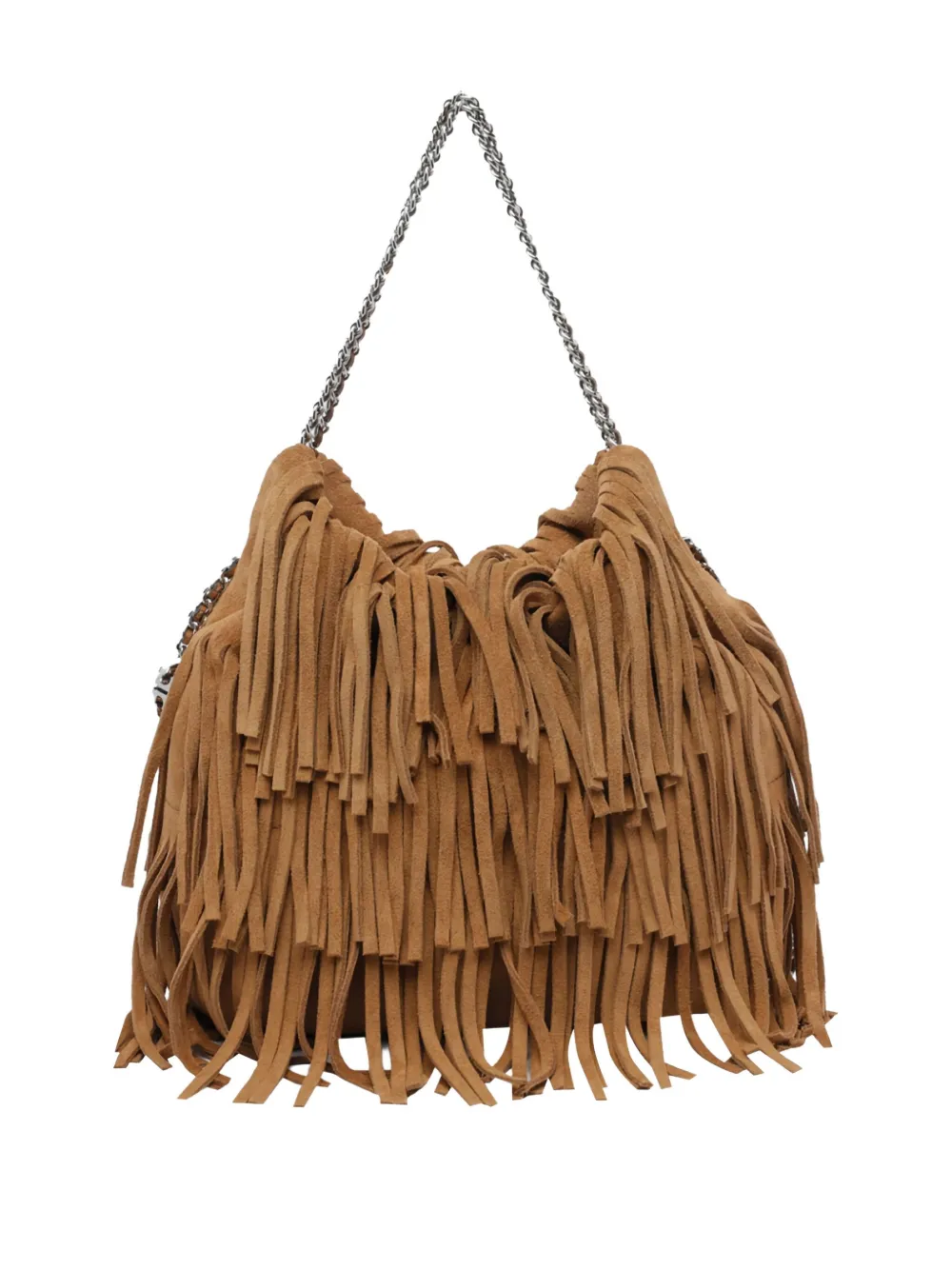 Tory Burch Mini Fleming Suede Fringed Shoulder Bag In Brown