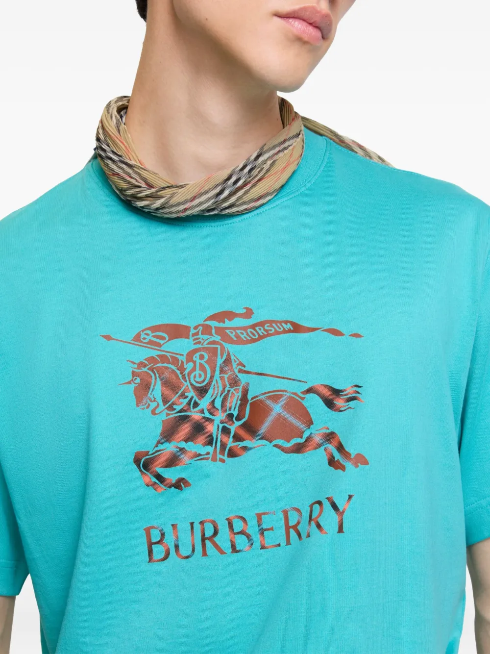 Burberry Katoenen T-shirt met logo Blauw