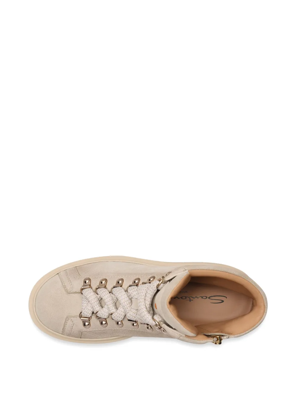 Santoni suede lug-sole hiking boots Beige