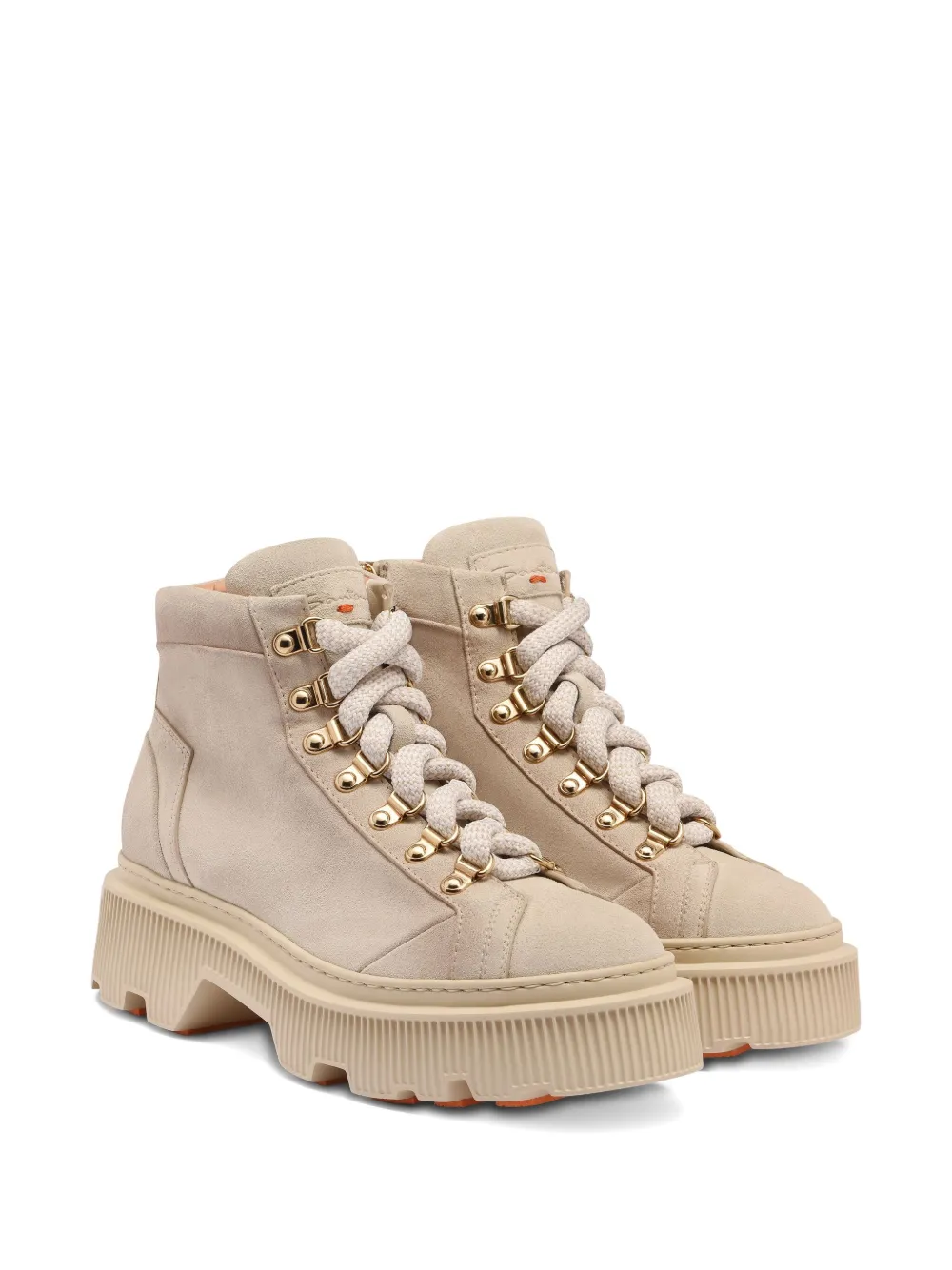 Santoni suede lug-sole hiking boots Beige