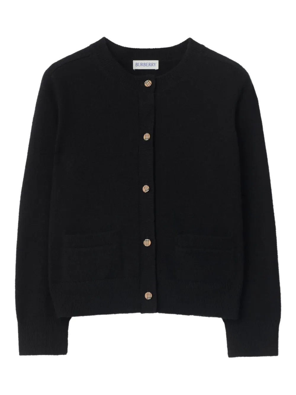Burberry Kids checked elbow-patches cardigan | Black | Image 1