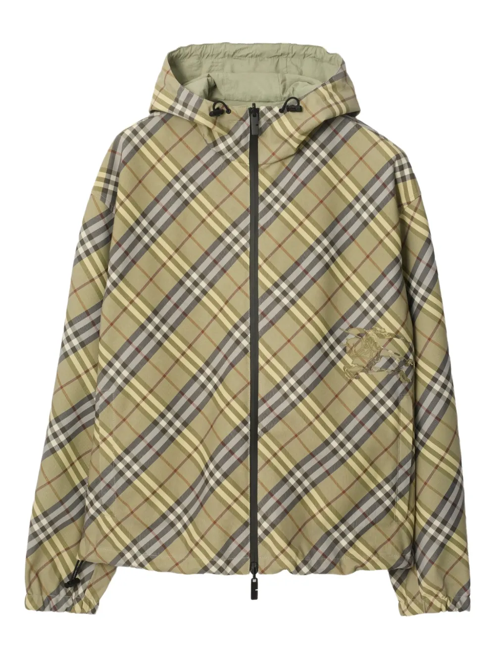 Burberry check-pattern hooded jacket | Green | Image 1