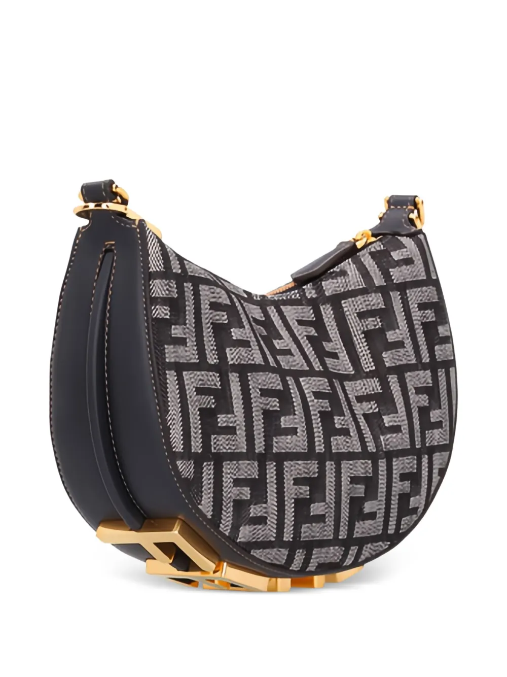 FENDI Kleine crossbodytas met FF-jacquard Blauw