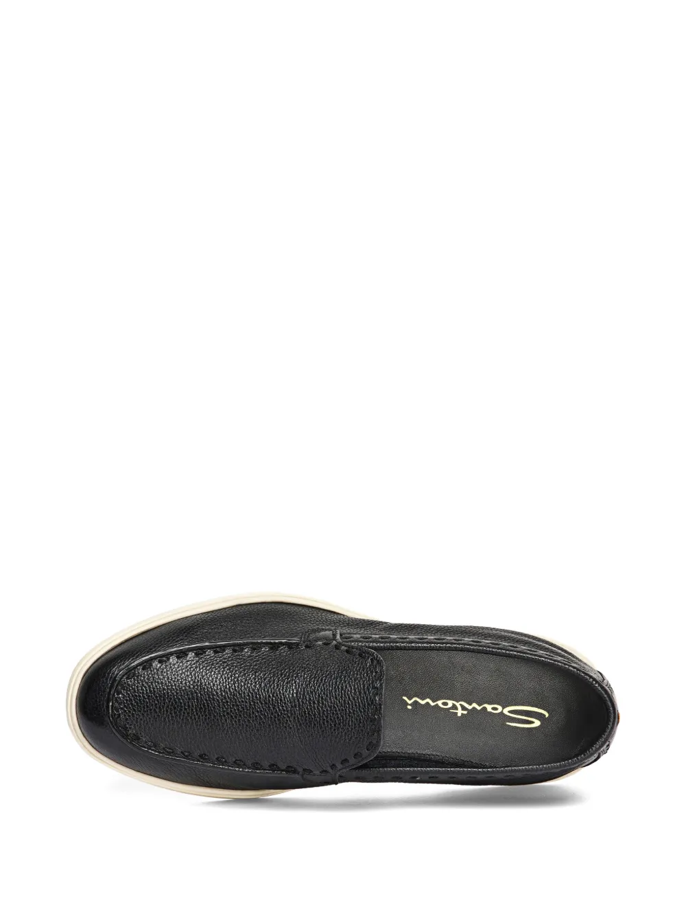 Santoni Tumbled-leather Loafers In Black