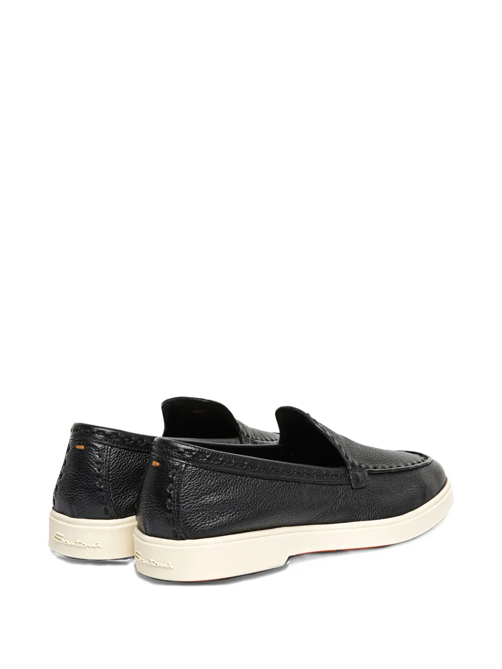 Santoni Tumbled-leather Loafers In Black