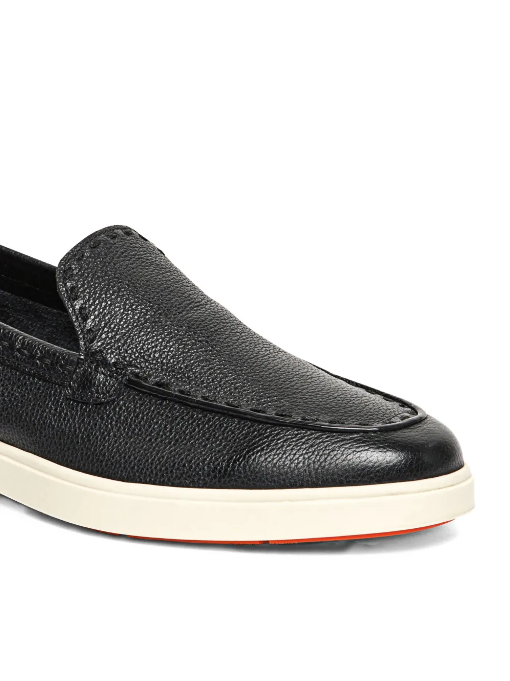Santoni Tumbled-leather Loafers In Black