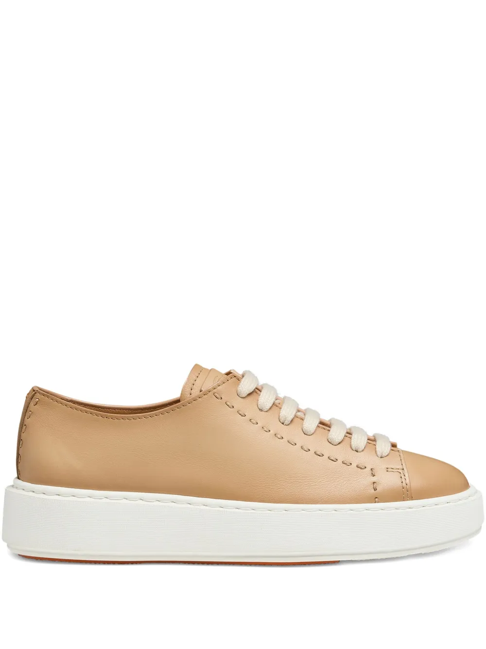 Santoni Leather Platform Sneaker Beige