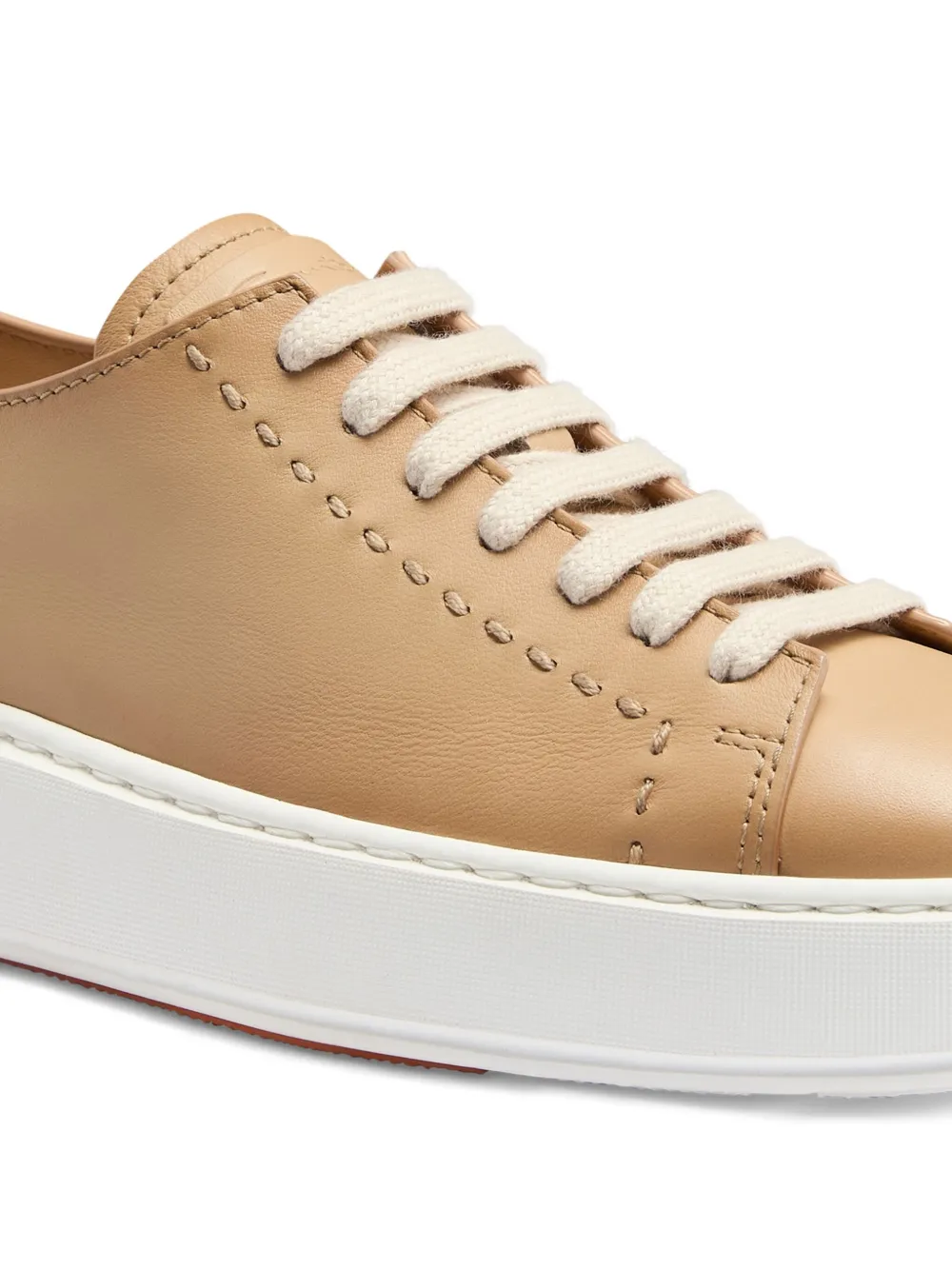 Santoni Leather Platform Sneaker Beige