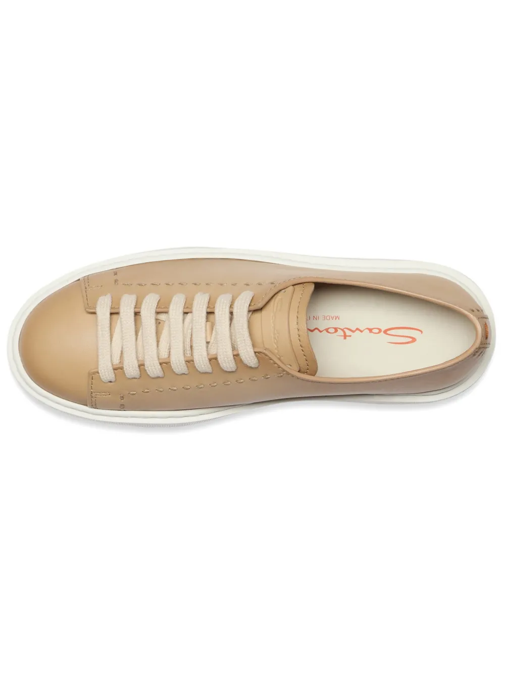 Santoni Leather Platform Sneaker Beige