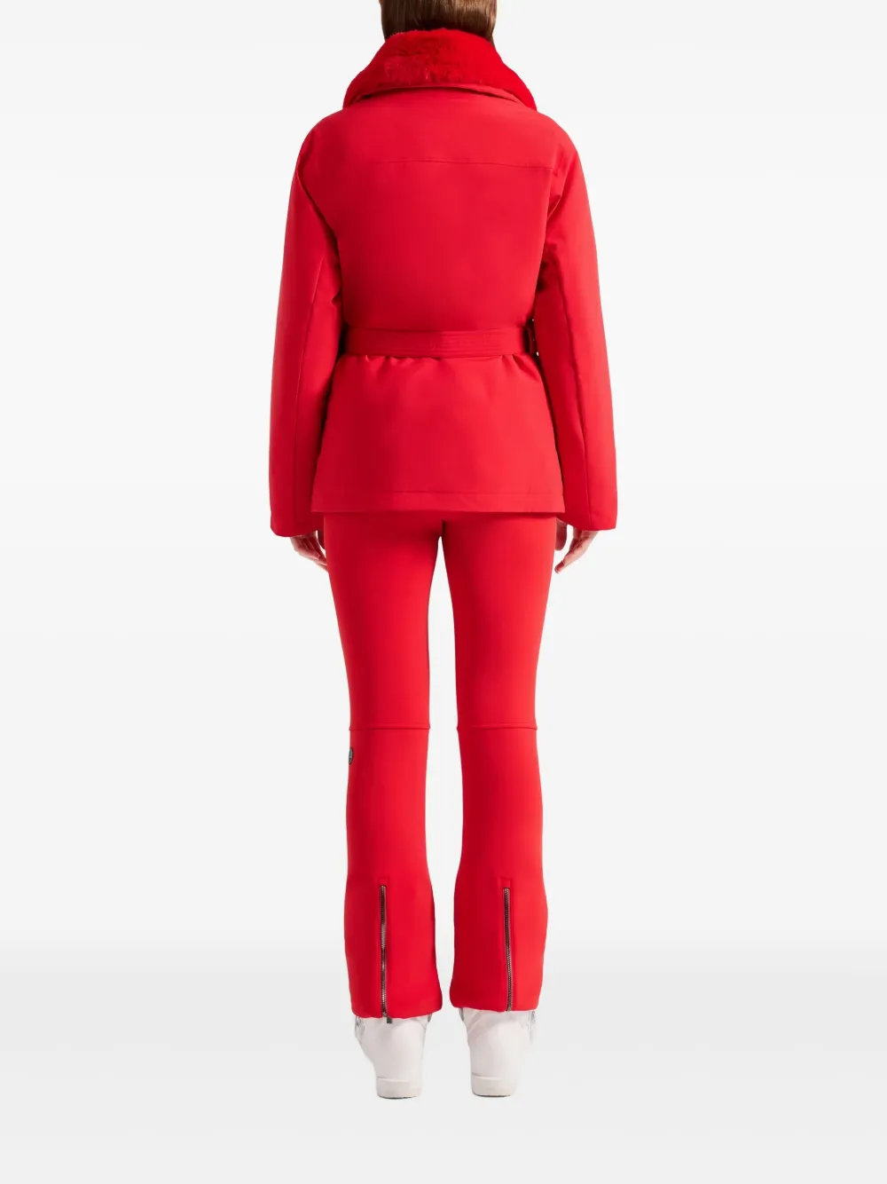 Fusalp Ski-jack met bontkraag en ceintuur Rood