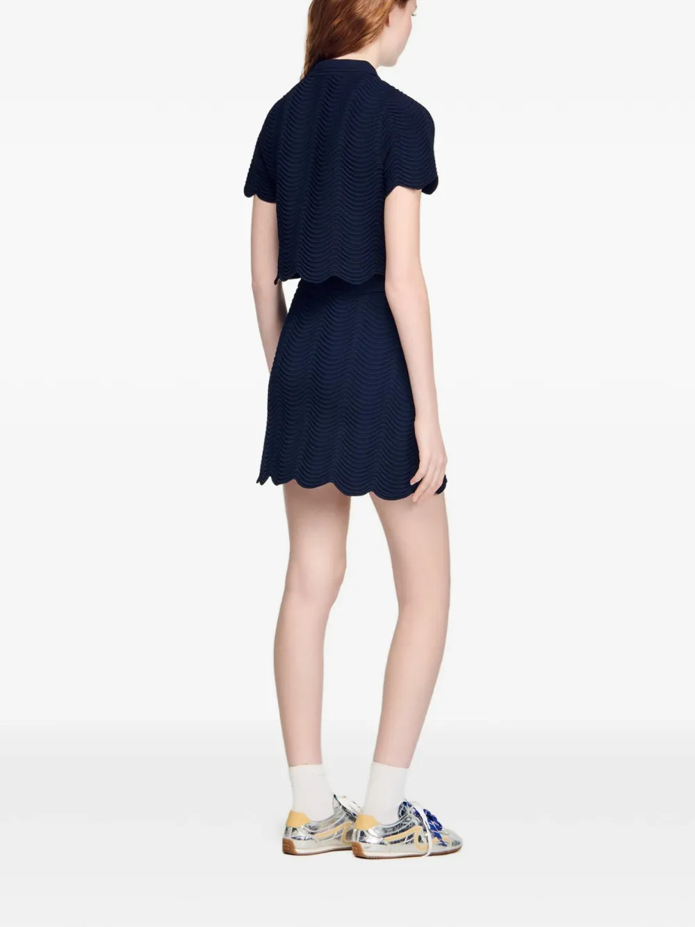 SANDRO Gewelfde mini-rok Blauw