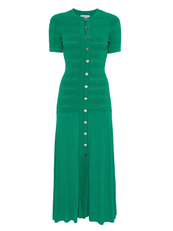 sandro knit midi dress green Palma Rib knitted Midi dress in green for women main image 1