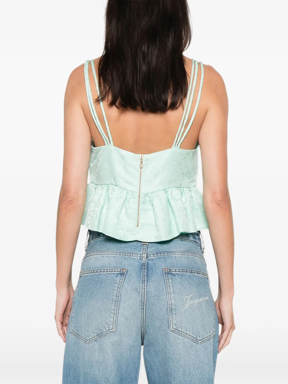 Floral-Pattern Ruffled Top