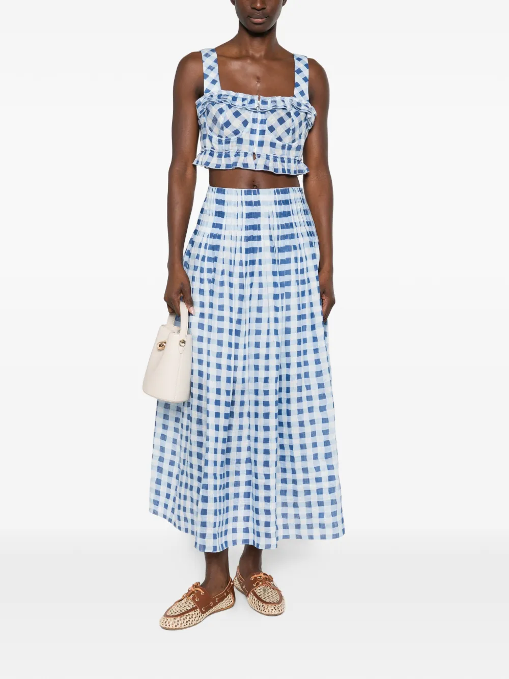  Sandro Gingham Crop Top - Blue 