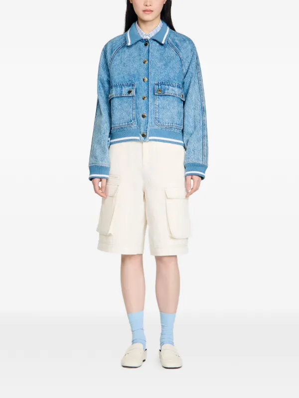 SANDRO ニットカラーデニムジャケット | ブルー | FARFETCH JP